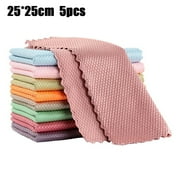 Fule Fish Scale Streak Free Miracle Cleaning Cloth Easy Clean Nanoscale,Microfiber Window Mirror Glass Cleaning Cloth,Lint Free Dish cloth Wine Glass Polishing Towel,Reusable,Pack 5,Mix (9.8x9.8in)